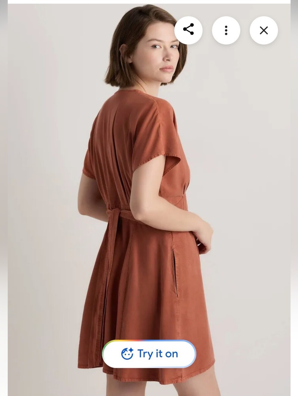 Quince Rust Button-Front Mini Dress - Picture 2 of 11